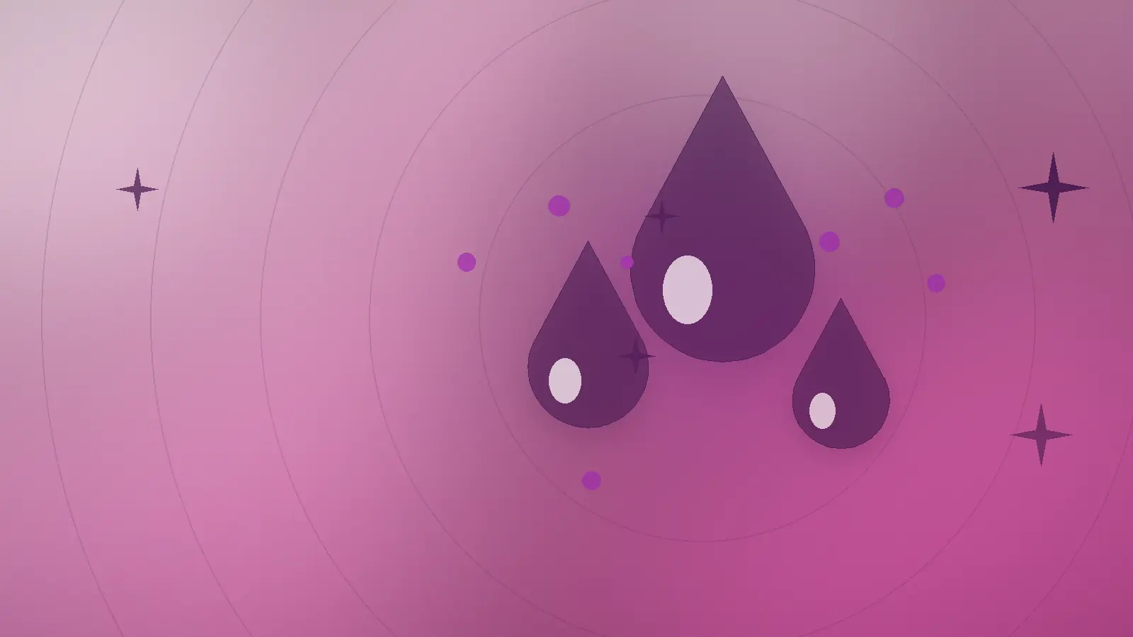 Abstrakt illustrasjon av dråper i rosa-pink som symboliserer Elixir-kremer, fuktighetskrem og dagkrem fra Face Formula