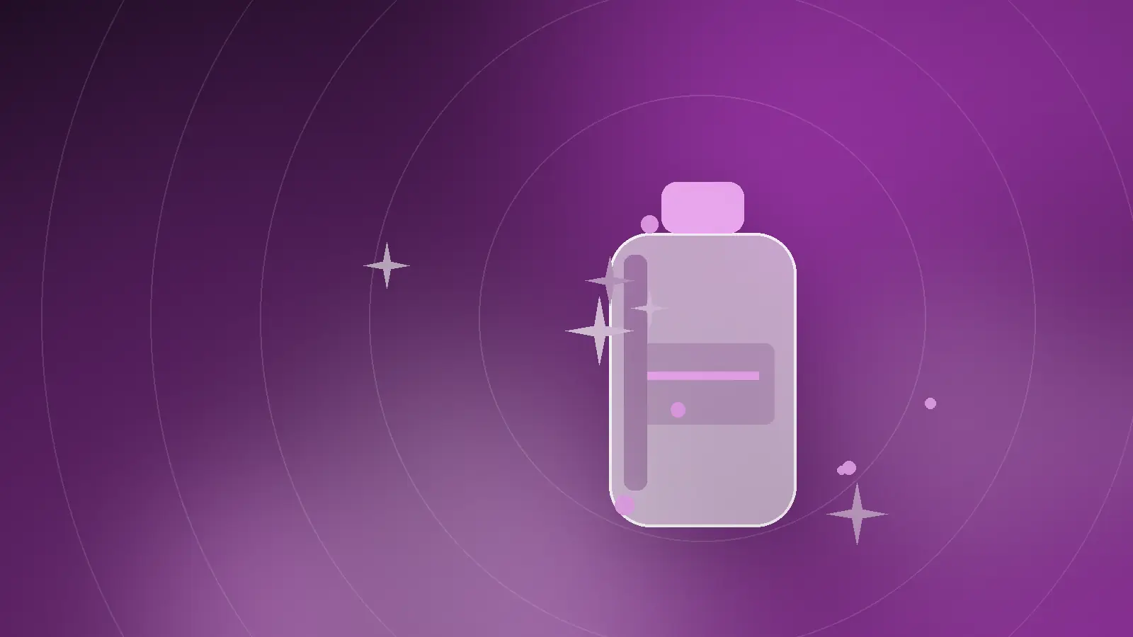 Abstrakt svart-plomme-illustrasjon med to flasker som symboliserer hudpleiemerkene Obagi og ZO Skin Health i en nøytral sammenligning